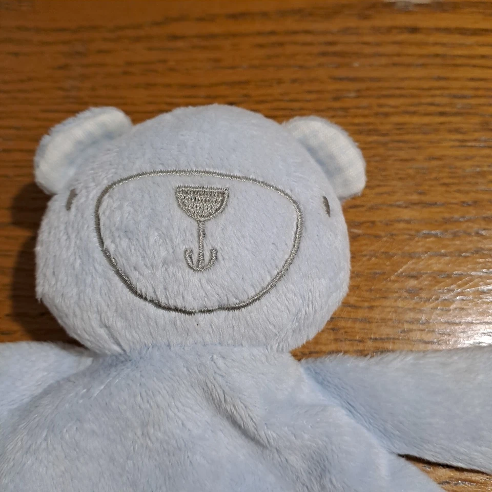 TESCO -F&F - BLUE BEAR - CHECKED EARS - COMFORTER BLANKET- HUG TOY - Image 3 of 4