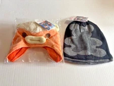Lot of 2 Jamont Hats/Beanies For Kids Very Cute O/S Orange Black Bear