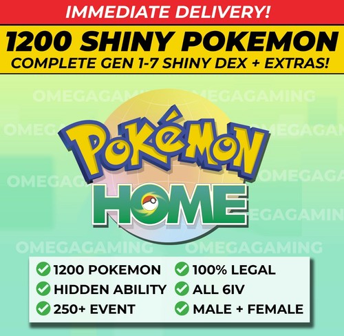 Pokémon Home FULL Shiny Living Dex (Gen 1-7) With ALL Legendary 6IV & Custom Trainer