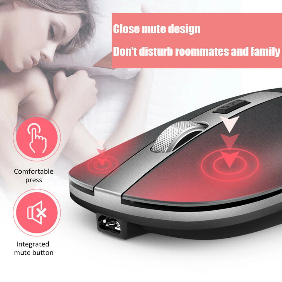 Bluetoothfit Rechargeable Dual Mode Wireless LED Mouse for PC Laptop Slim Silent - Image 4 of 4