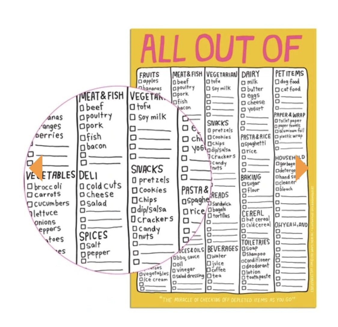 Knock Knock All Out Of Pad Grocery List Note Pad, 6 x 9-inches, 60 Sheets 705354016836 | eBay