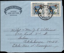 air letter, Kinshasa to Tulsa OK, 1972