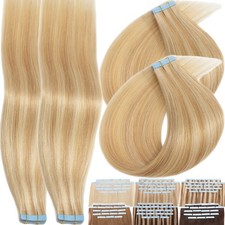Adhesive Tape in Real Remy Human Hair Extensions Invisible Skin Weft Highlights