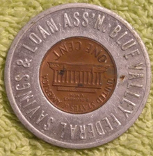 1970 D Blue Valley Federal Savings and Loan Encased Cent Overland Park Kansas