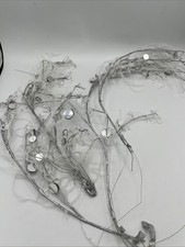 Set Of 4 Rhinestone Silver Mirror Feather Spray Leaf Branches Garland 18  