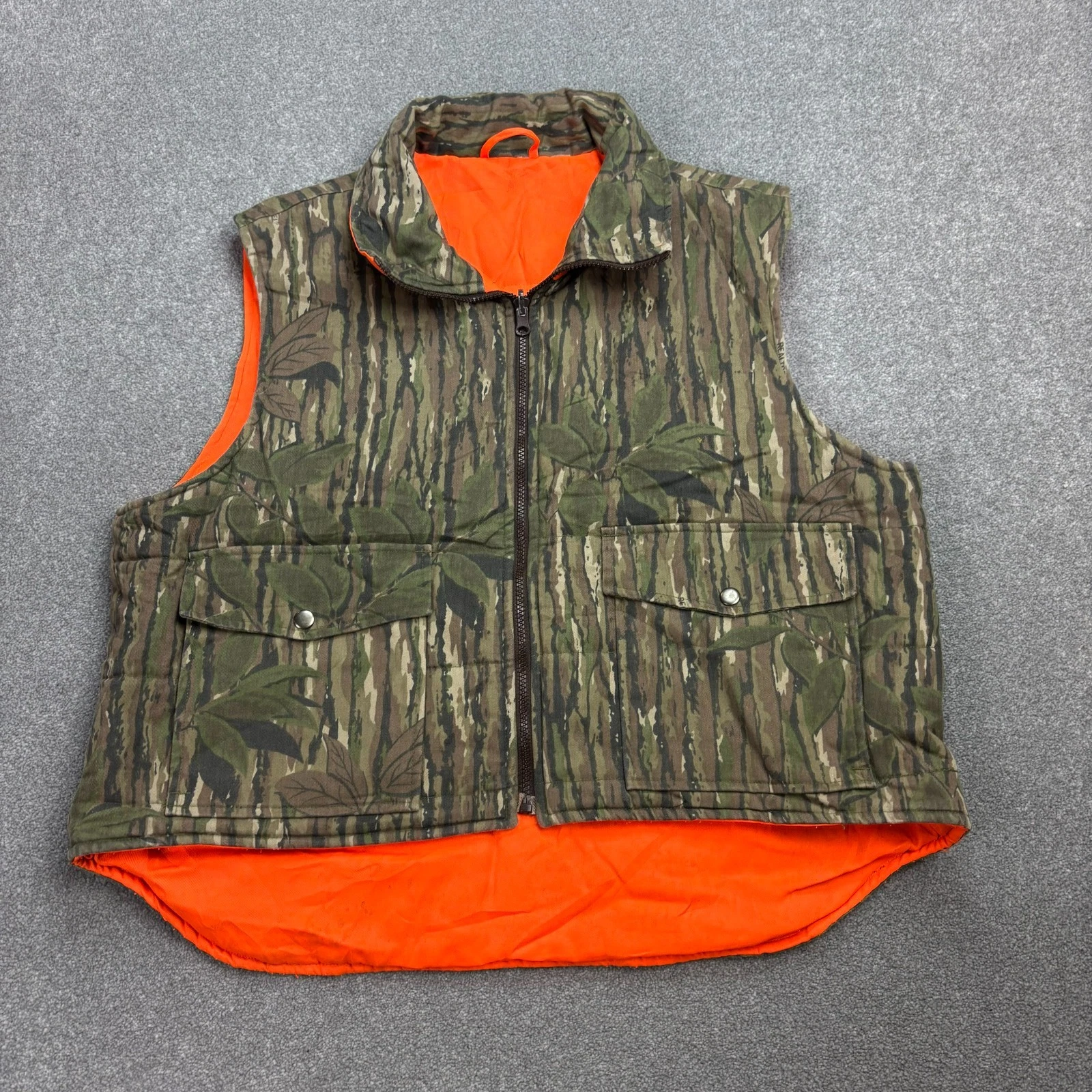 RealTree Jacket Adult Large Brown Work Wear Canvas Hunting Camo Vest Lined Mens