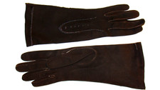 Vintage Brown Thin Suede Gloves Made in France for Saks Fifth Ave Size 6 1/2