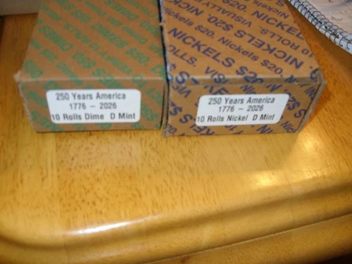 4  ROLLS   1 EACH  2026 P&D Mint Semiquincentennial Dimes & Nickels Unc  OBW H/T