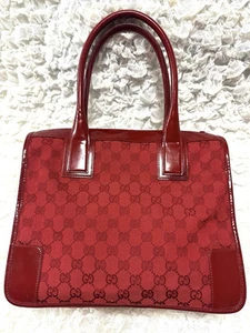 Sac bandoulière Gucci toile cuir authentique rouge femme Italie 115582