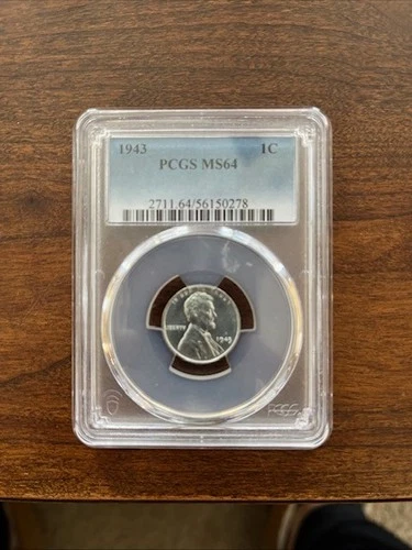 1943 Steel Wheat Cent PCGS MS64 Lincoln Penny WWII Steel Cent