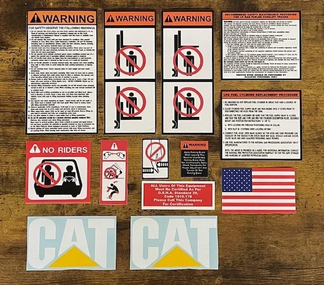 Forklift Safety, Cat Decal Set Osha Warning Labels – Equipment Stickers