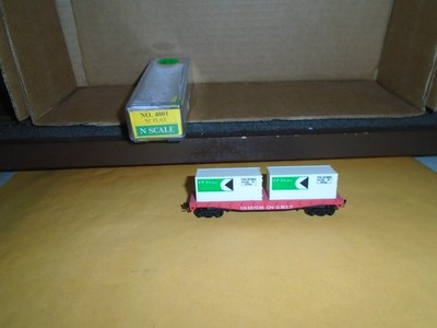 MODEL POWER #4001 50' FLAT CAR WITH CONTAINER LOAD - CANADIAN NATIONAL #657036 N