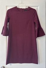 Banana Republic Women’s Burgundy Dress 3/4 Bell Sleeve Knee Length Zipper Small