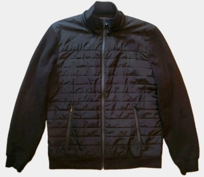 Massimo Dutti Men s Jacket Black Size XL Parka Full Zip Knit Sleeves