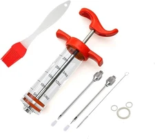 Meat Injector Kit, Plastic Marinade Turkey Injector Syringe with Screw-on Meat N