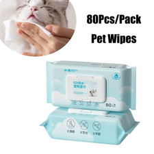 80Pcs/Pack Pet Wipes Pet Eye and Ear Wipes for Wiping Pets Dog Cat Pure Water We