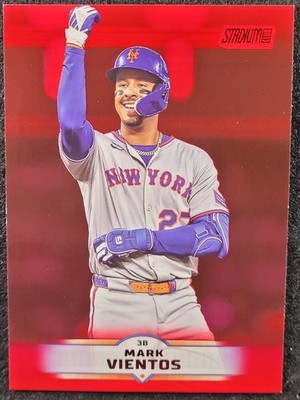 2025 Topps Stadium Club Red Parallel Card #129 Mark Vientos New York Mets 
