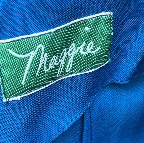 Vintage Maggie 1950s Blue & Green Long Hourglass Wiggle Dress Gown Small - Picture 3 of 10