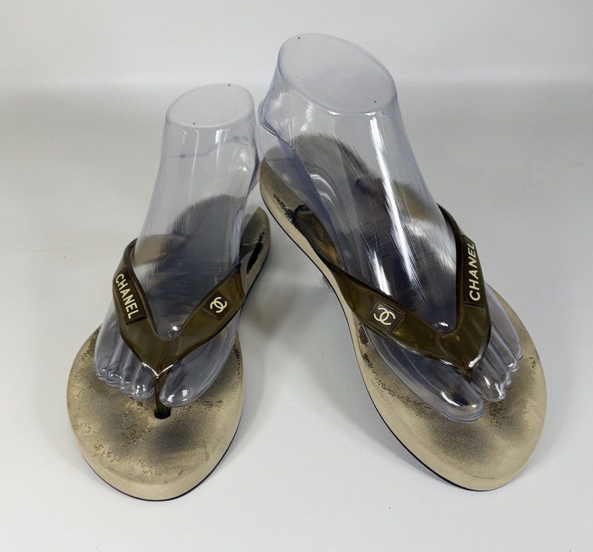 Chanel Women's Rubber Logo Thong Sandal Flip Flops - Size 36 / US