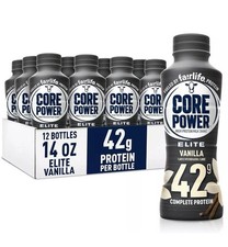 Core Power Elite High Protein Shake, Vanilla, 42g Bottle, 14oz, pack of 12 US