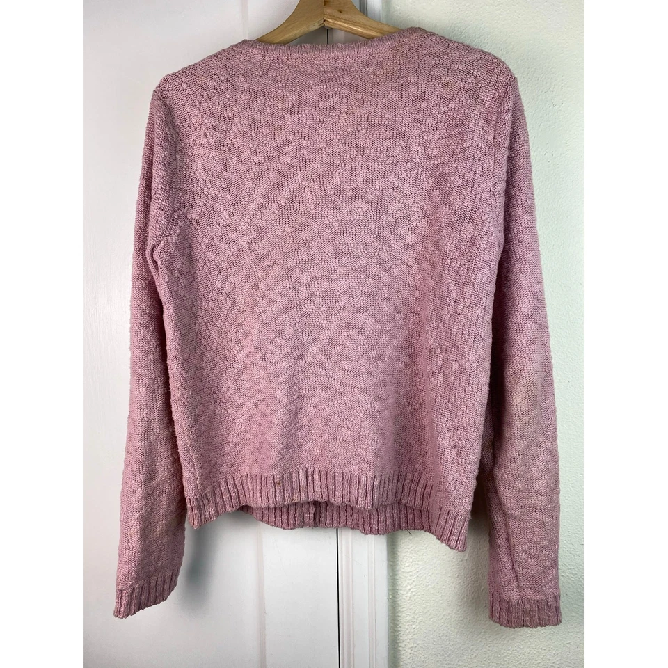 Suéter cárdigan para mujer Sundance rosa con cuentas abotonadas Foto 4 de 4