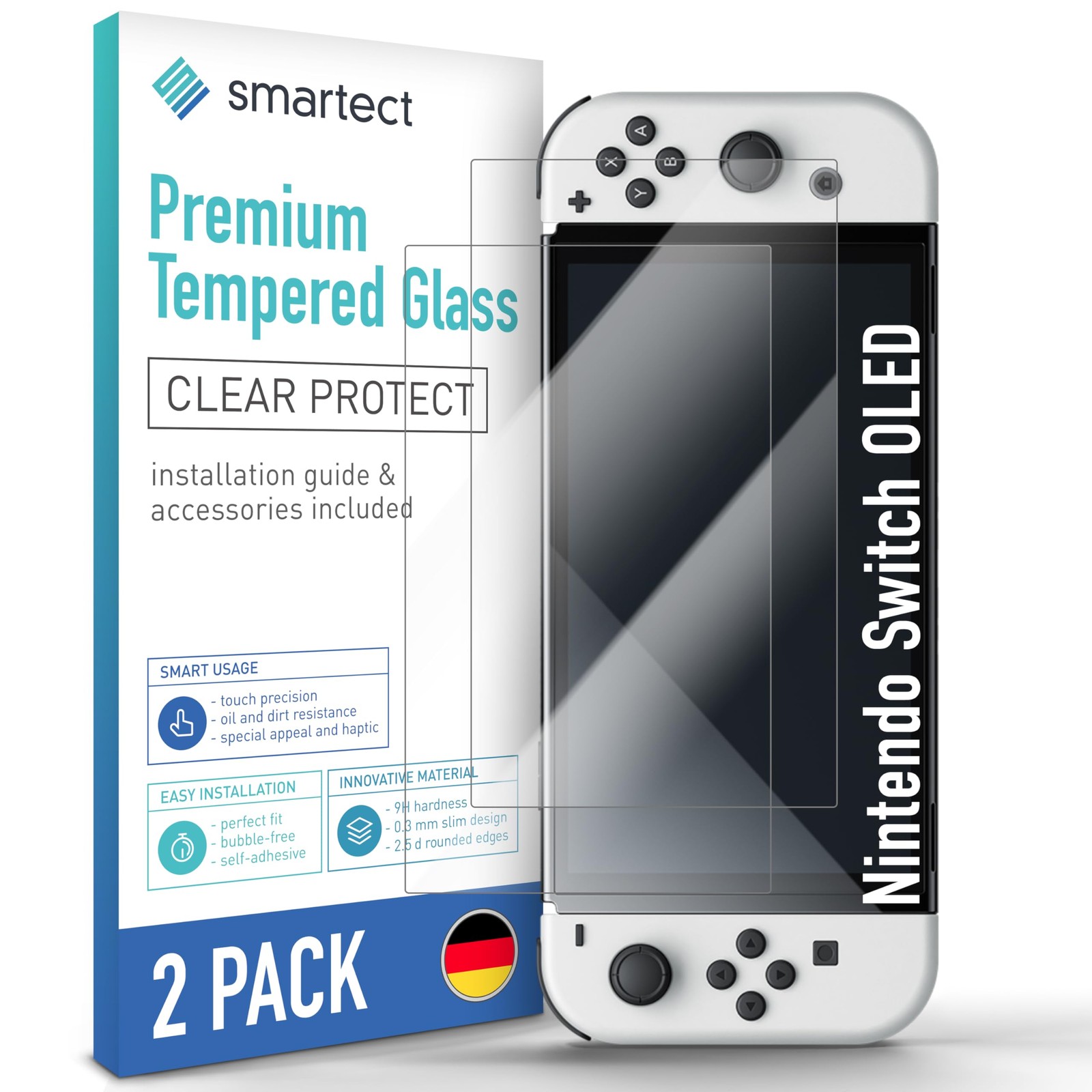 Verre Trempé pour Nintendo Switch OLED [Lot de 2] Protecteur d'Écran Transparent Haute Clarté