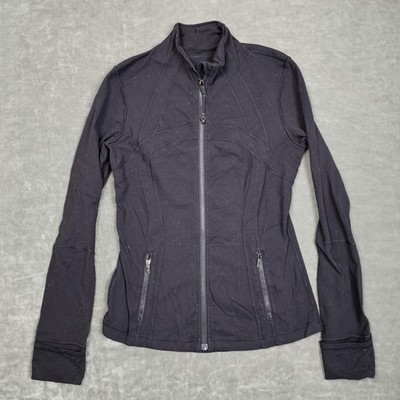 Lululemon Jacket Womens 8 Black Full Zip Vent Back Thumbholes Running Yoga Gym