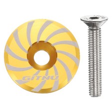 Headset Top Cap 1-1/4 Aluminum Cycling Stem Top Cap Cover with Bolt Gold