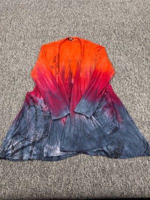 Art of Cloth Cardigan Women XL Sylvie Artsy Ombre Tie Dye Slouchy Draped Flowy