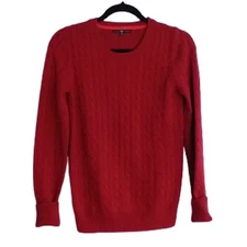 Gap Red Sweater Long Sleeves Cable Knit Round Neck Angora Blend Womens Medium