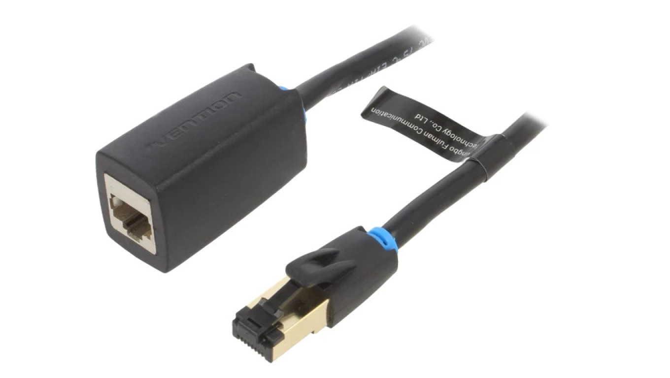 IKHBF Przedłużacz RJ45 F/FTP Cat 8 ИЗ ПВХ, черный, 1 м, Размер: 8