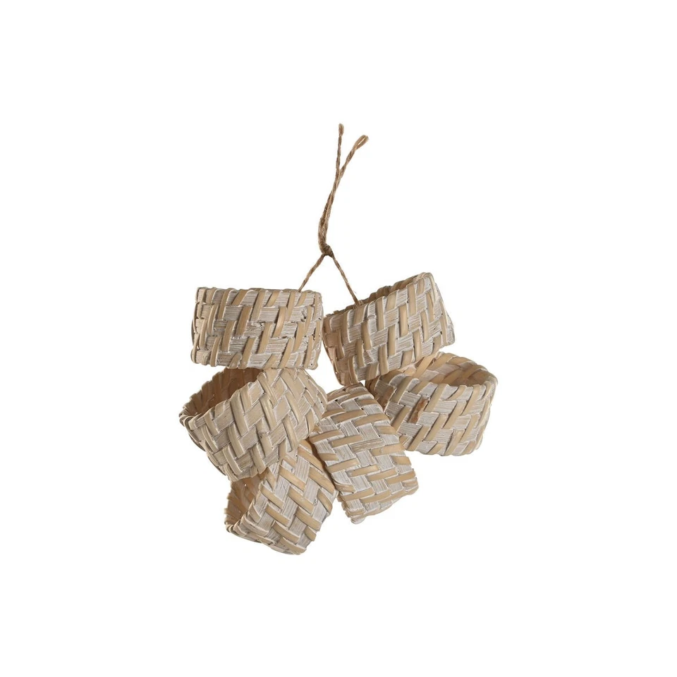 Anello portatovagliolo Home ESPRIT Bianco Naturale Bambù Rattan 5 x 5 x 3 cm - Immagine 2 di 3