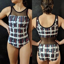 Plum Practicewear Gymnastics Leotard Mesh Geometric Size AXS/CL