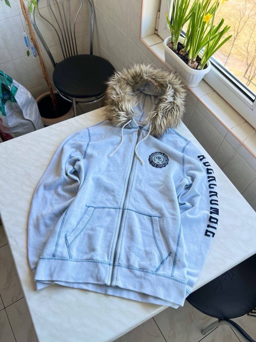 Abercrombie Fitch Faux Fur Fuzzy Full Zip Hoodie Y2K LGB Hype