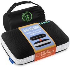 Kids Camping Pillow: Dual-Cover Memory Foam Small Pillow; Medium-Firm Camp Pi...