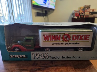 Vintage NIB 1948 Ford Tractor Trailer 1/43 ERTL Bank WINN DIXIE USA B777-1HEA