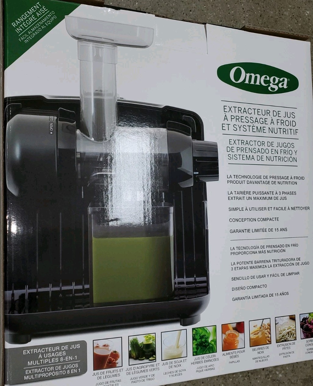 Omega Cold Press Juicer & Nutrition System 8-in-1 Multipurpo