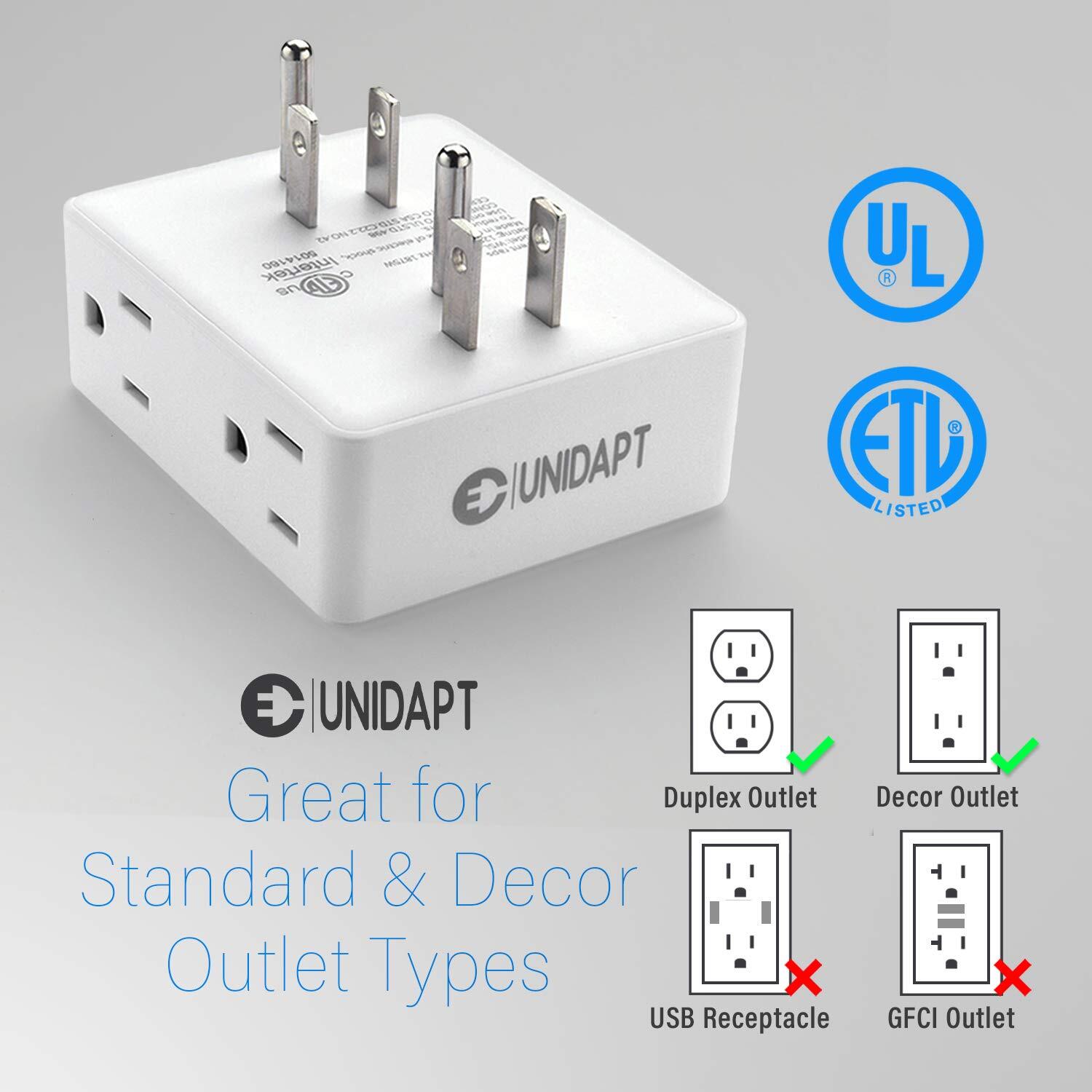 Multi Plug Outlet Splitter Multiple Outlet Extender Adapter with 6 Electrical...
