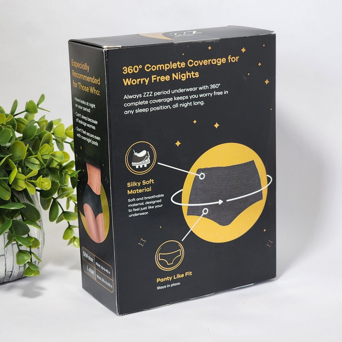 Always ZZZ Period Underwear 360° Overnight Disposable L - 1 Box of