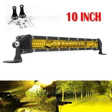 Amber 10''LED Work Light Bar Single Row Fog Lamp Fit Jeep Truck UTV ATV SUV Boat
