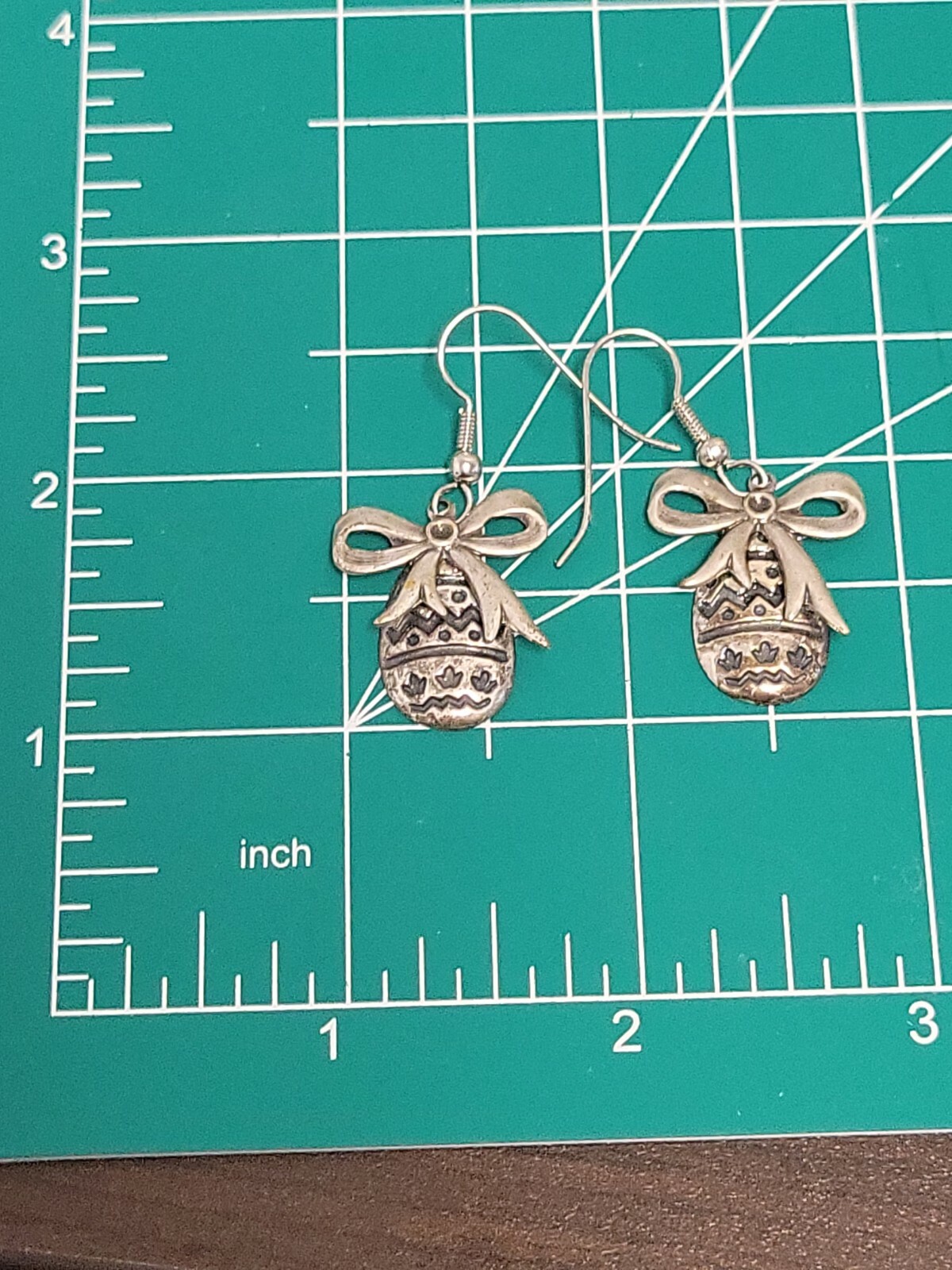 Vintage Easter Earrings Easter Egg with Bow Dangl… - image 5