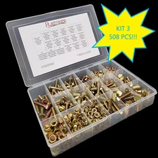 Grade 8 Hex Bolt Washer/Nut Assortment Yellow Zinc (508) Pcs. Coarse Thread