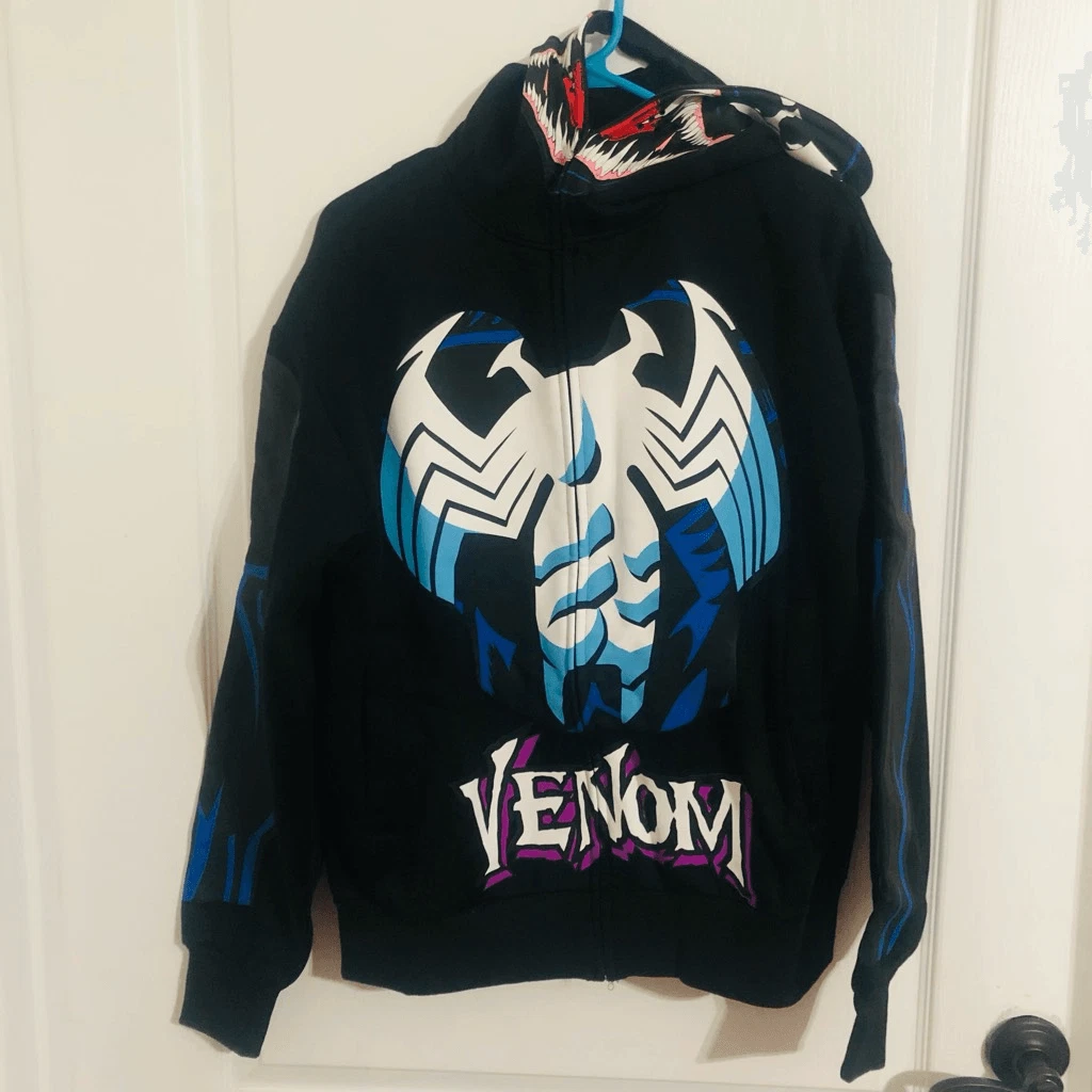 New Fashion Nova Marvel Venom Zip Up Hoodie Black Size Small | eBay