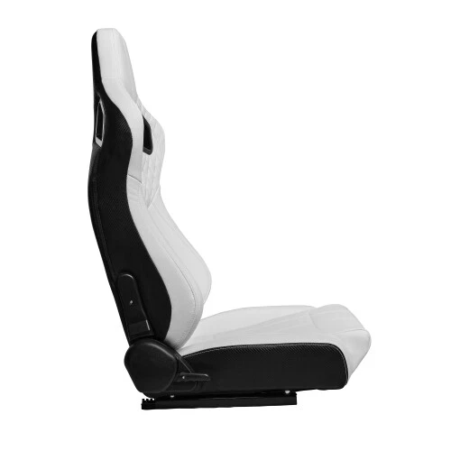 For Ford Pair Racing Seats Reclinable with Adjustable Slider PVC Leather White - Image 4 of 4