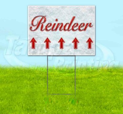 REINDEER UP ARROW Yard Sign Corrugated Plastic Bandit Lawn Decorations USA