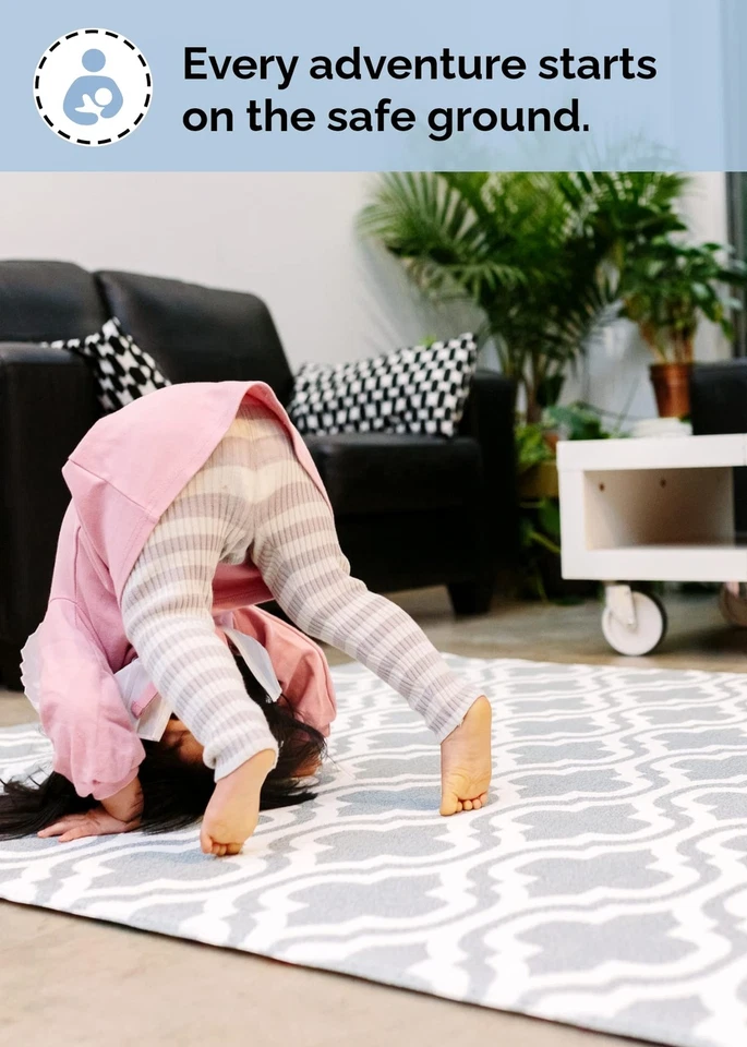 Alfombra de juego para el cuidado del bebé (mediana, marroquí - azul) 73’’ x 49’’ Foto 3 de 4