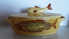 Fischtopf Keramik mit Rezept für eingelegte Heringe, Staffel Stonware Limburg