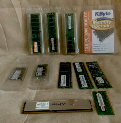 Lot of 11 Mixed Brands Desktop Memory DDR 128 MB to 1 GB 