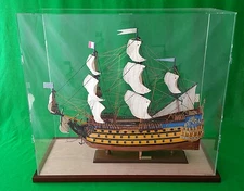 34x14x30 Acrylic Plexiglas Display Case Box Tall Model Ships Walnut Wooden Base