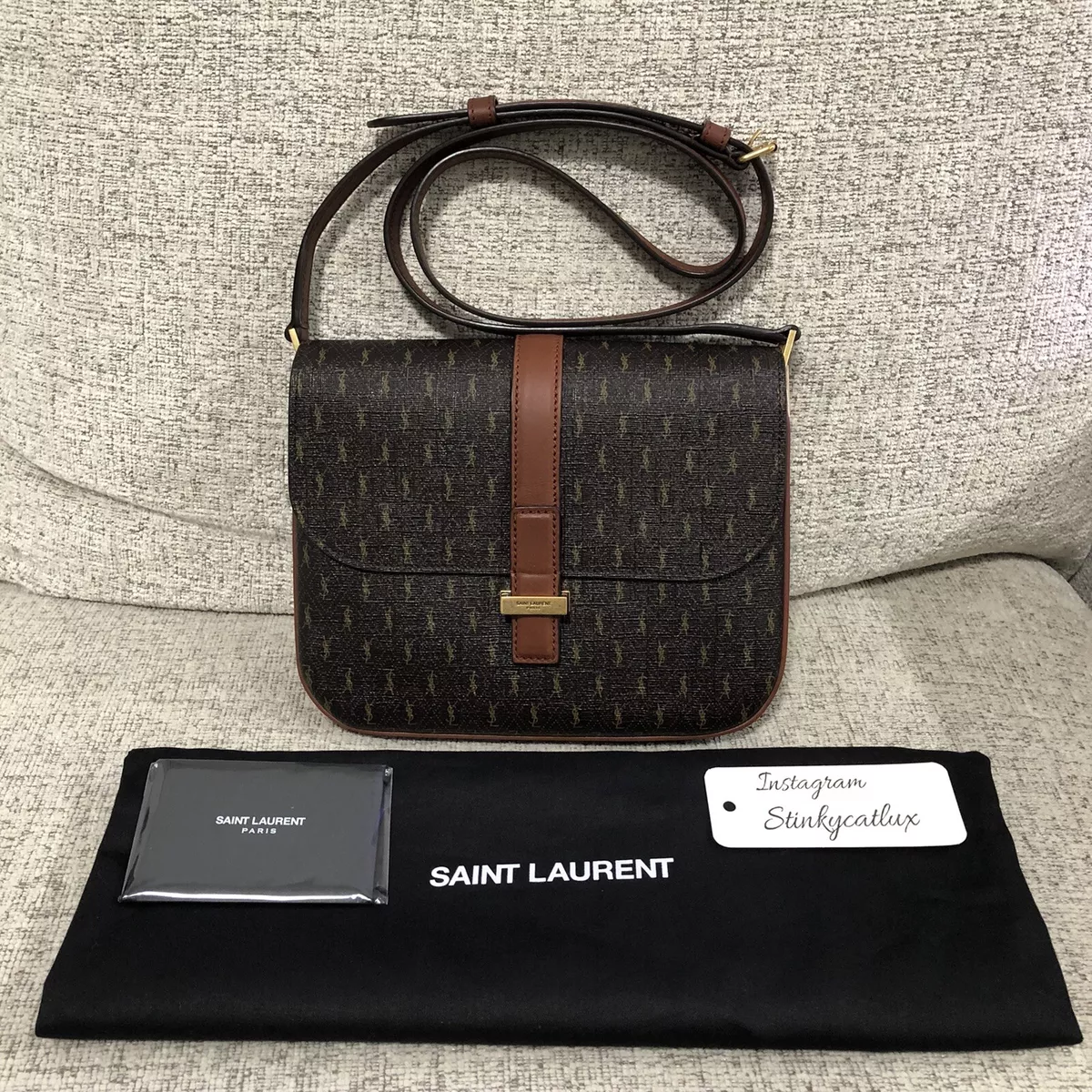 NEW SAINT LAURENT YSL LE MONOGRAMME SMALL SATCHEL CASSANDRE CANVAS AND  LEATHER